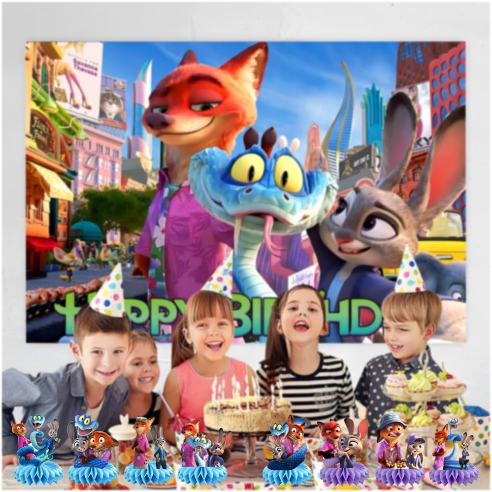 Rosdeer Zootopia photo booth prop centerpiece for memorable selfies at the party.