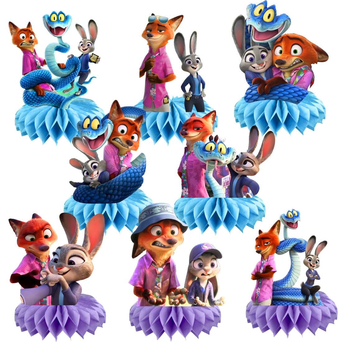 Rosdeer Zootopia table centerpiece 8pc setup for a playful birthday tablescape.