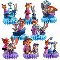 Rosdeer Zootopia table centerpiece 8pc setup for a playful birthday tablescape.