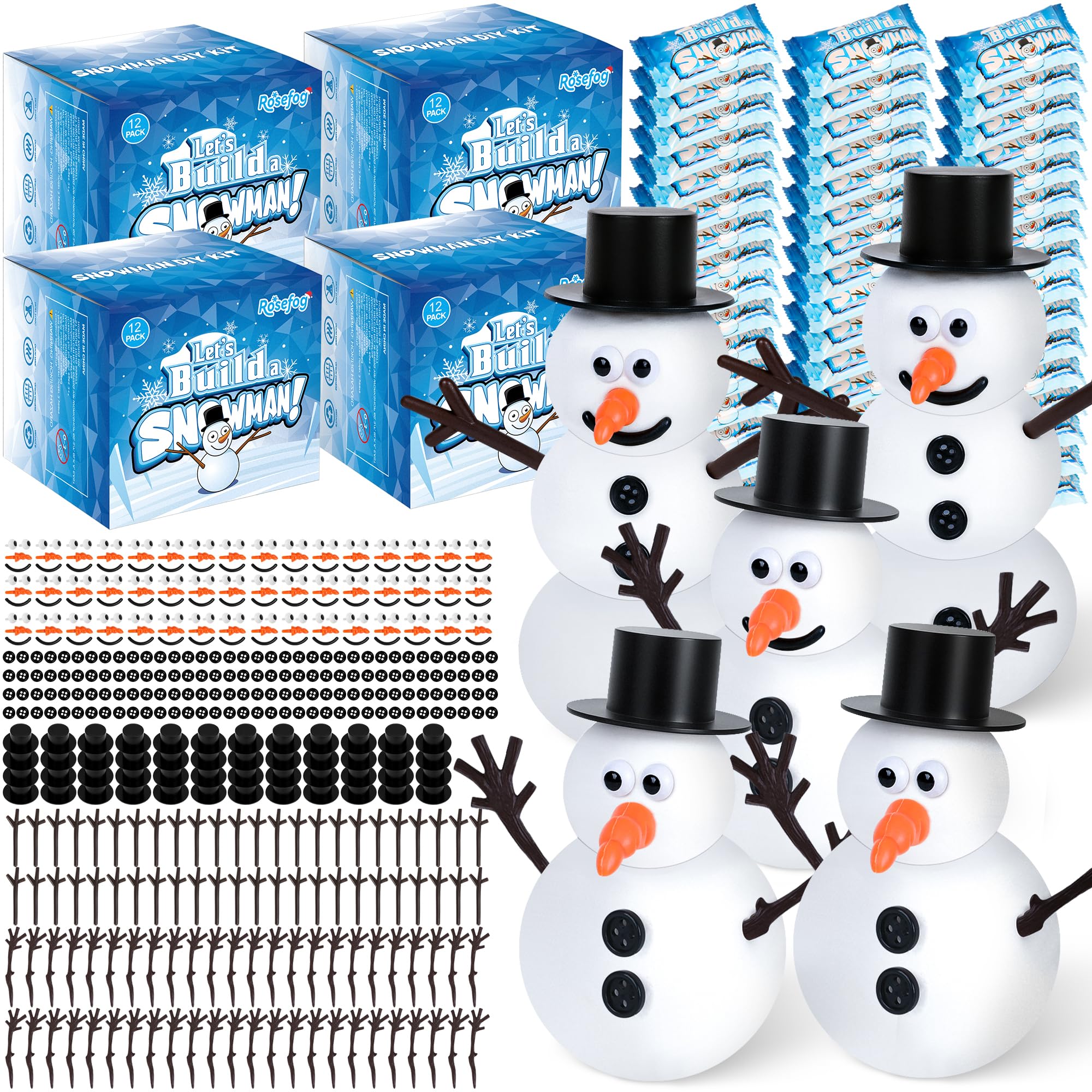 RoseFog snowman kit 48-pack for creative holiday crafting at home.