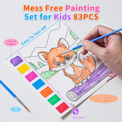 Rotu water coloring book close-up showing palettes for mess-free painting