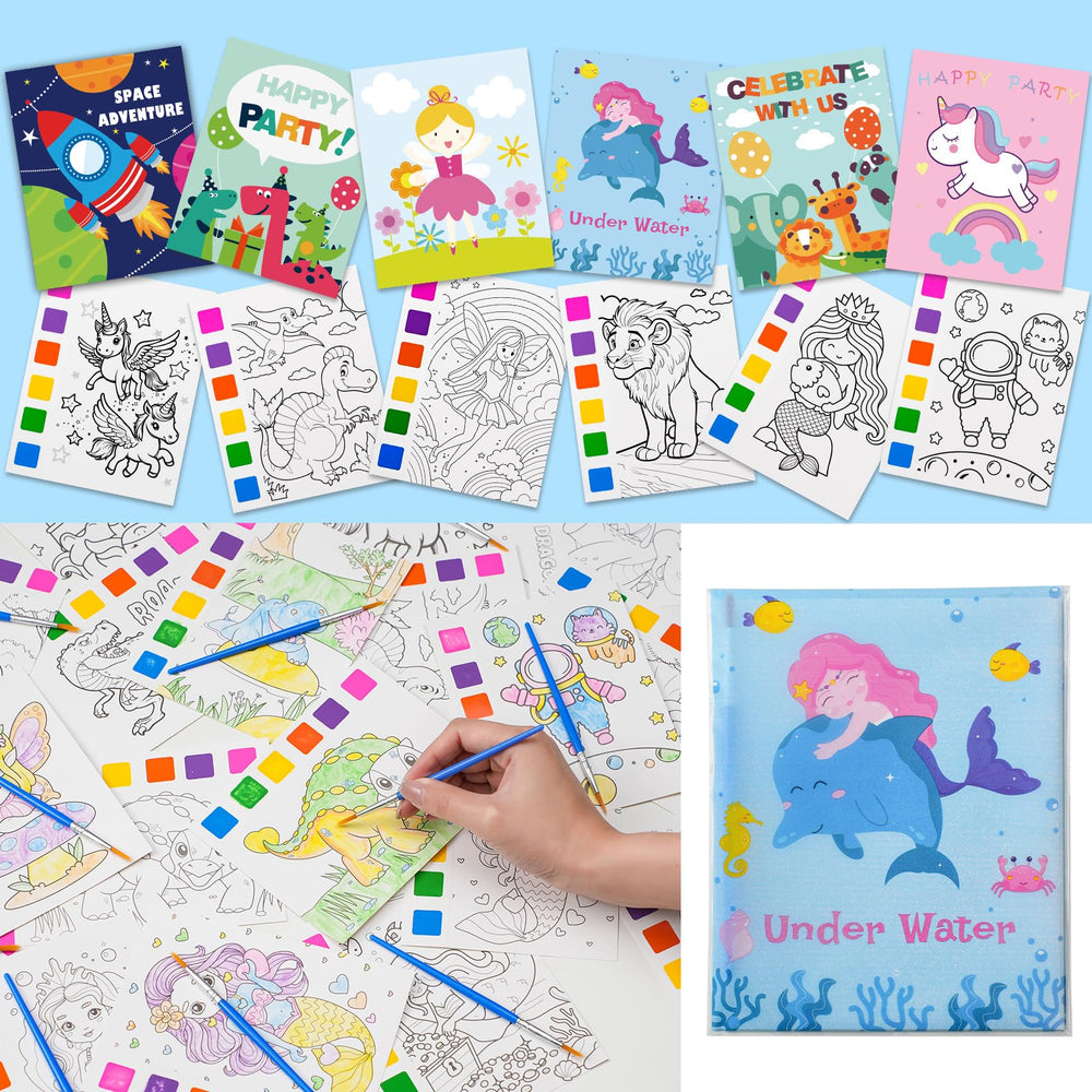 Rotu watercolor pages collection with six patterns for creative party activities and keepsake art