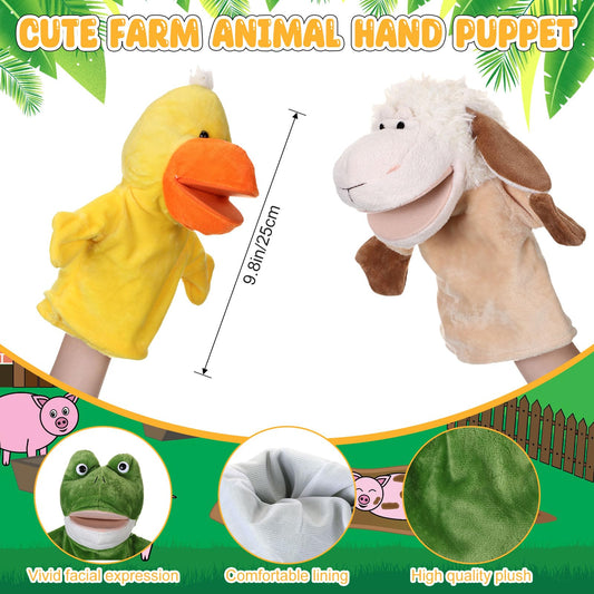 RoundFunny frog puppet with mouth open for classroom dialogue.