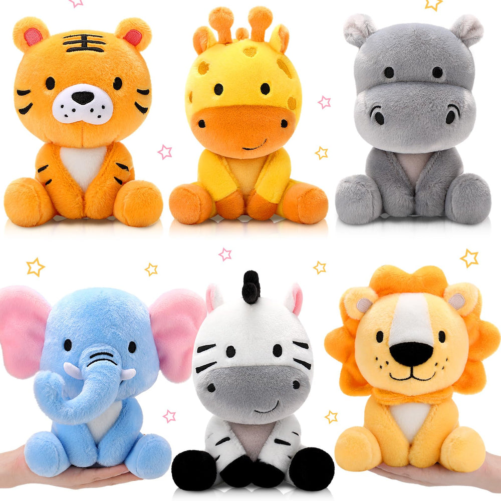 RoundFunny hippo plush 7in for cuddling and safari-themed decor.