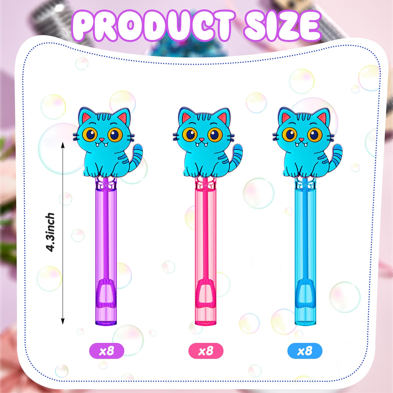 RoundFunny pink cat bubble wand highlighting colorful mood for themed celebrations.