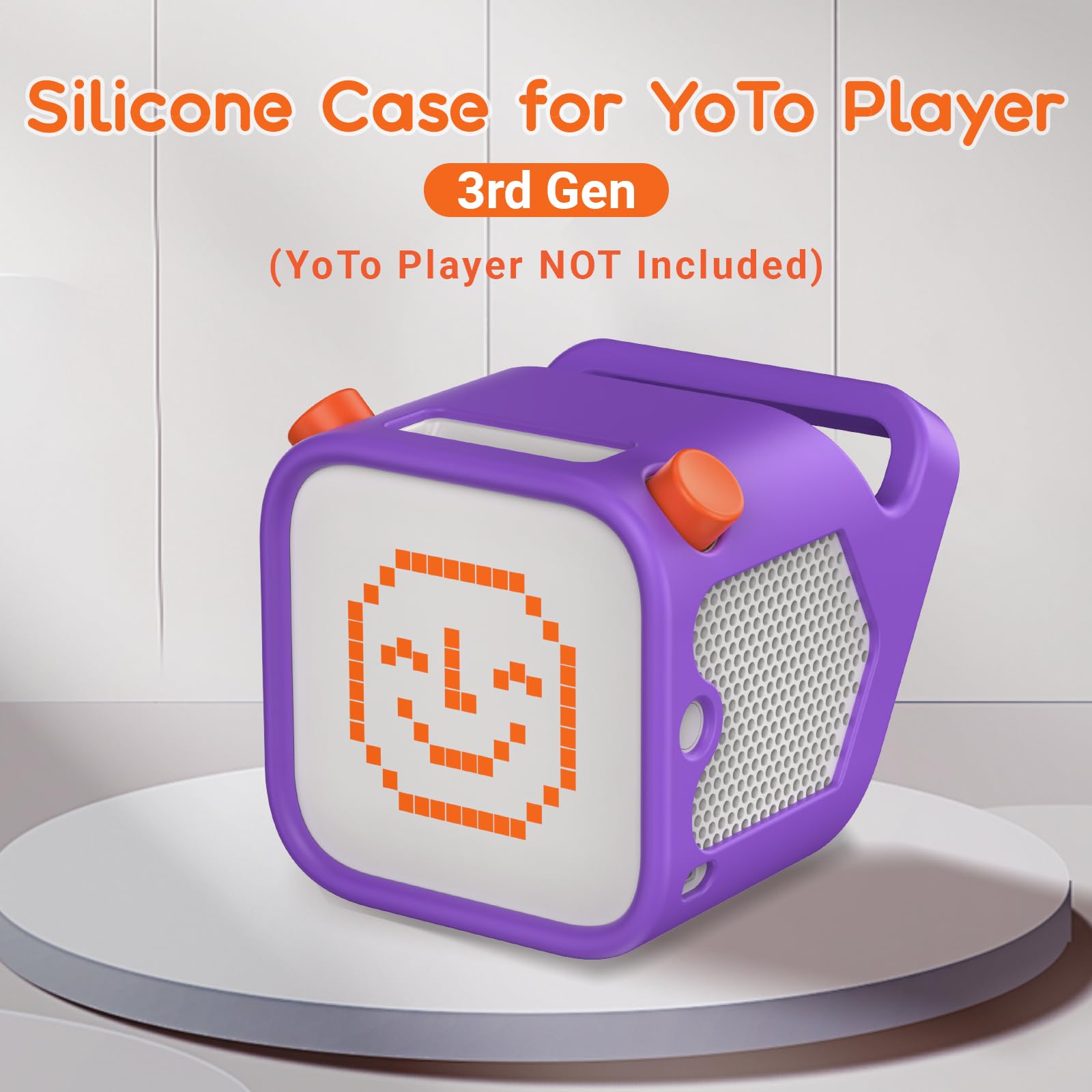 ROUNKIN silicone case for Yoto 3rd Gen purple openings and port accessibility