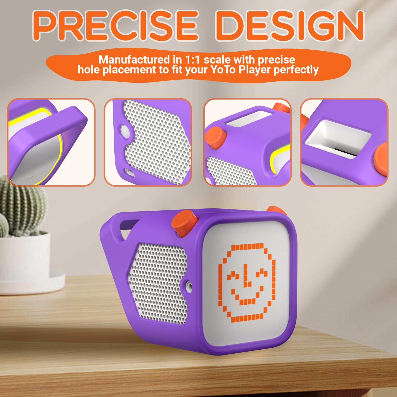 ROUNKIN purple silicone texture close-up on Yoto 3rd Gen case