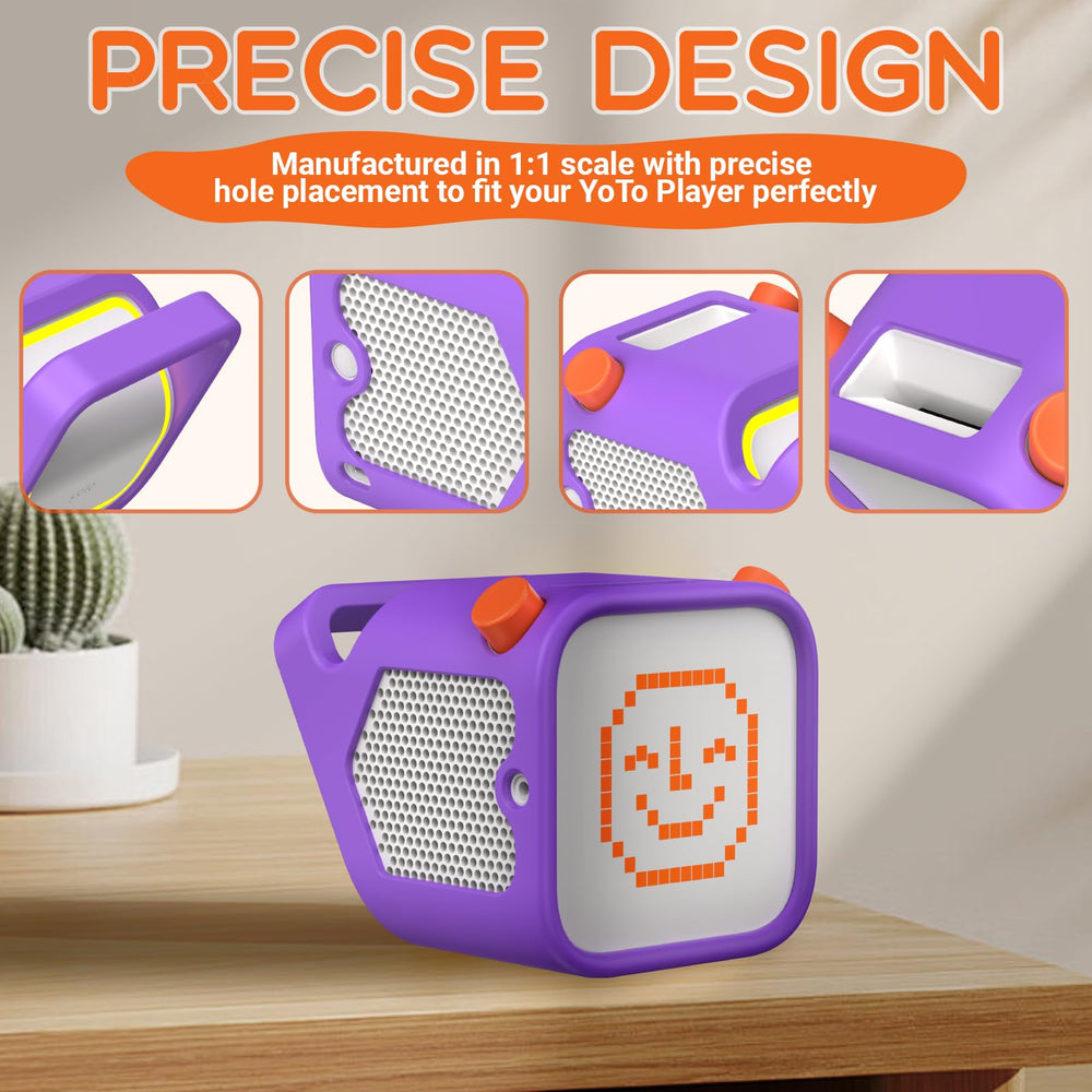 ROUNKIN purple silicone texture close-up on Yoto 3rd Gen case