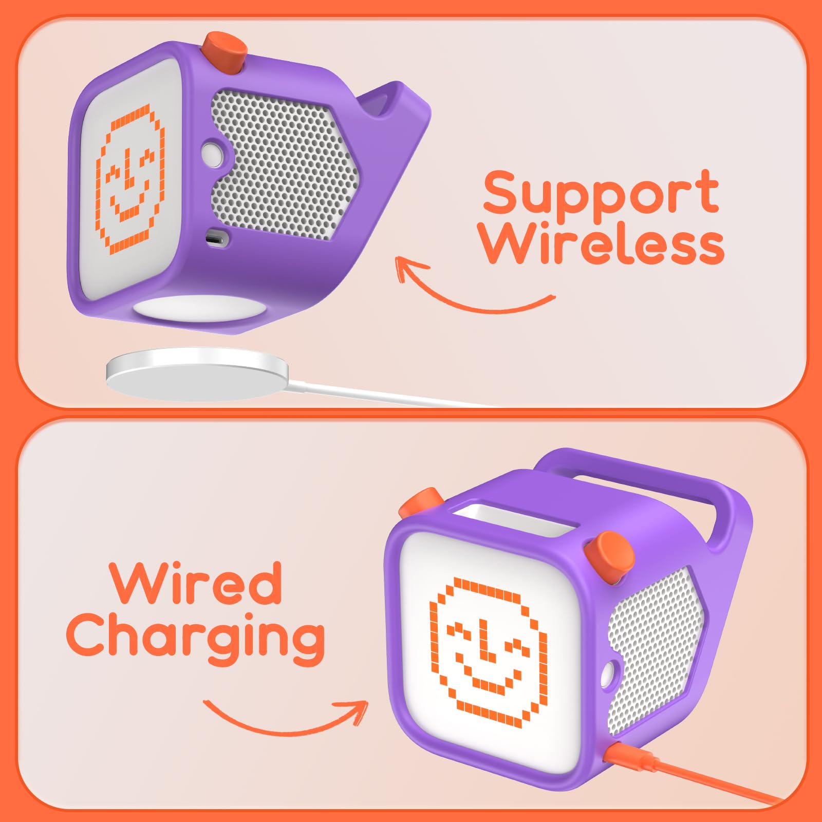 ROUNKIN Yoto 3rd Gen purple case in travel setup for on-the-go protection