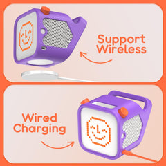 ROUNKIN Yoto 3rd Gen purple case in travel setup for on-the-go protection