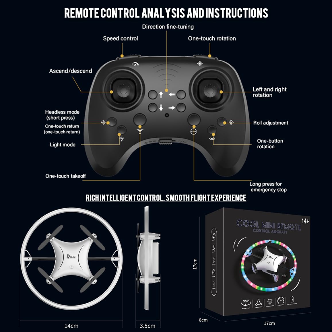 ROUSKY beginner-friendly remote control setup for easy learning.