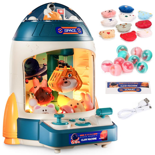 ROUSKY claw machine features a space rocket design for engaging at-home arcade play.