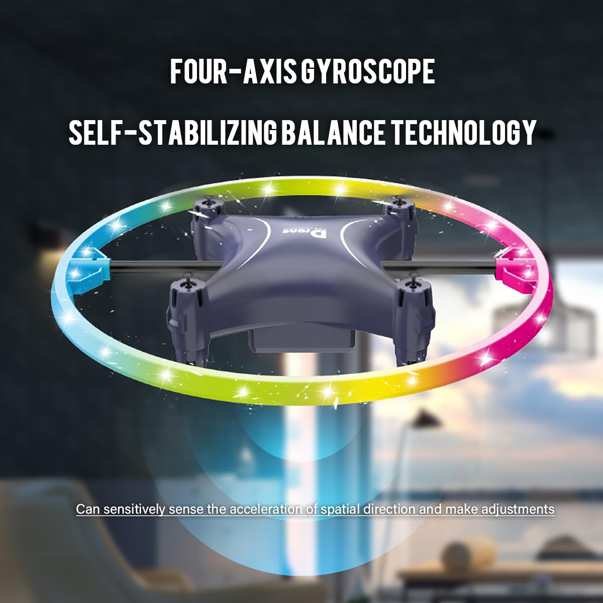 ROUSKY drone with LED neon strip for colorful night flights and visibility.