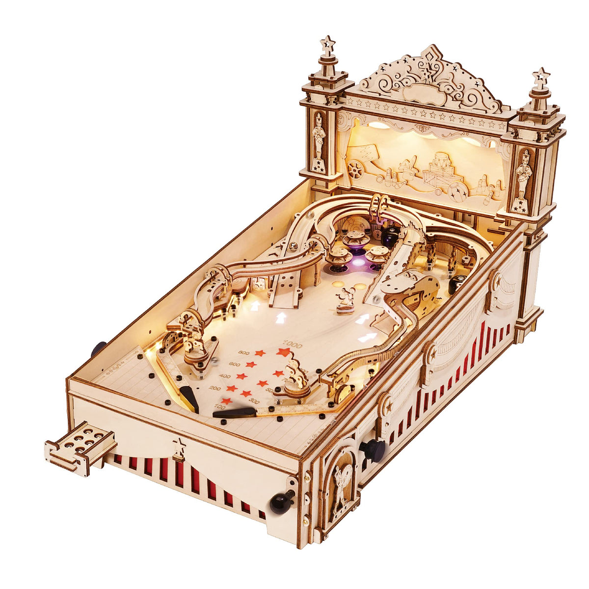 Rowood 3D pinball puzzle assembly in progress, engaging adult puzzle-solving.