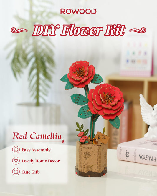 Rowood 3D artificial flower bloom assembly for creative crafting