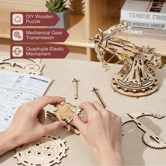 Rowood 3D wooden puzzle model showing interlocking pieces and wood grain