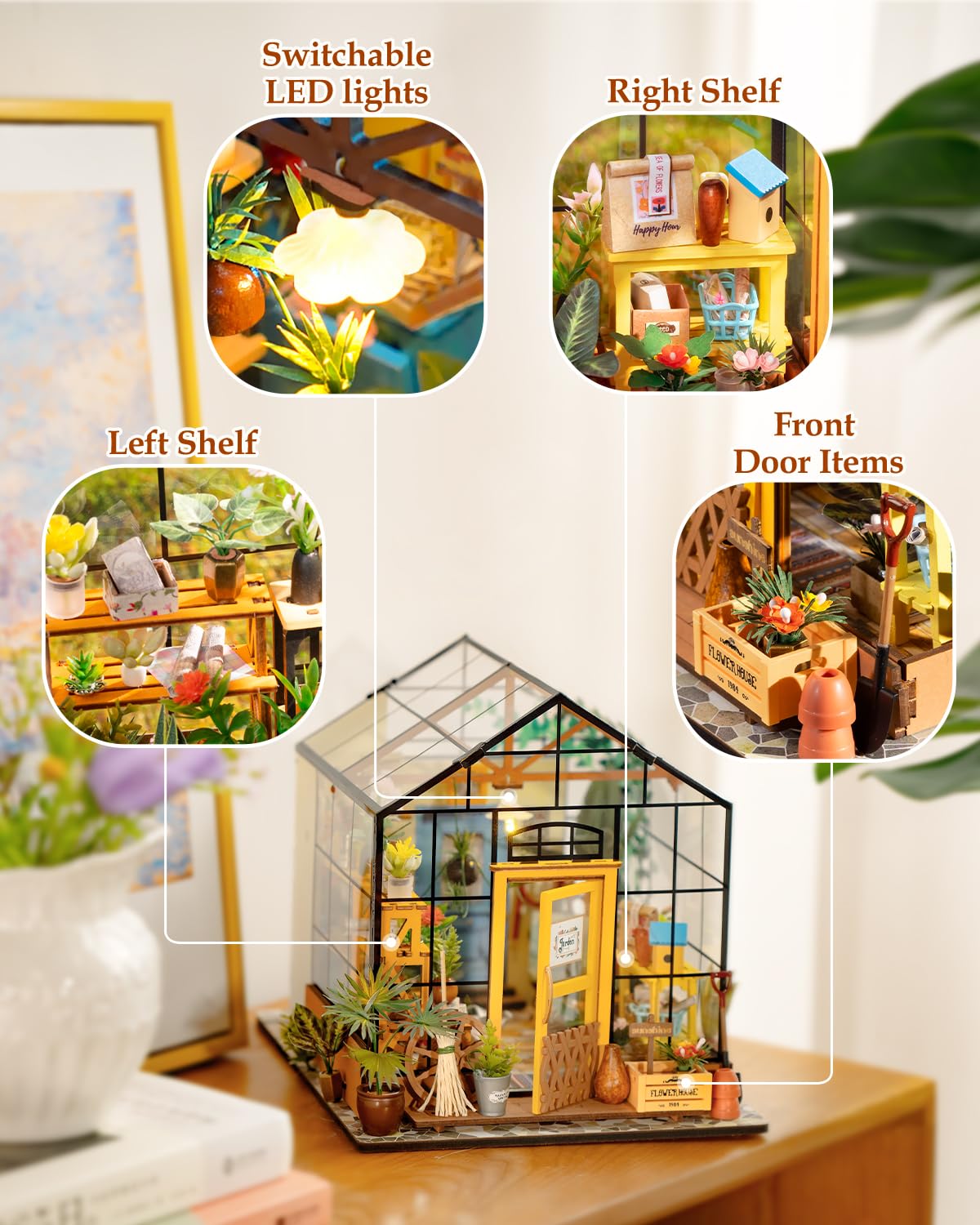 Rowood Cathy’s Flower House nightlight setup, soft illumination for evenings