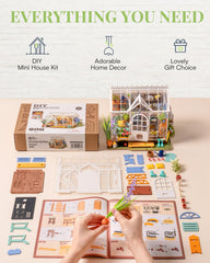 Rowood DIY Miniature House Kit LED chandelier adds warm ambience
