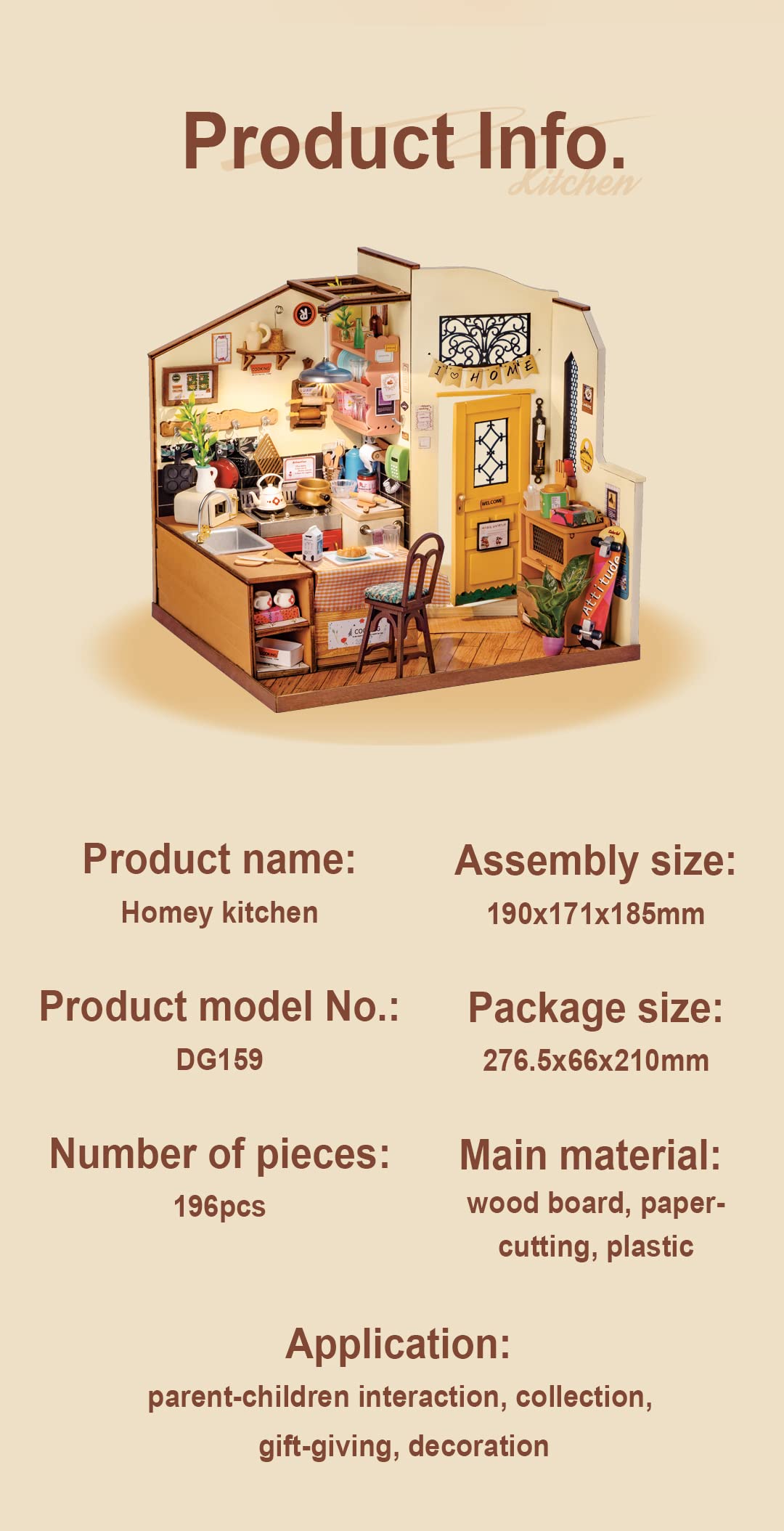 Rowood dollhouse kit gift-ready packaging for holidays and birthdays