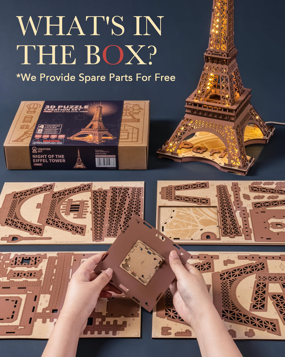 Rowood Eiffel Tower adult-friendly build boosts creativity and focus during DIY.