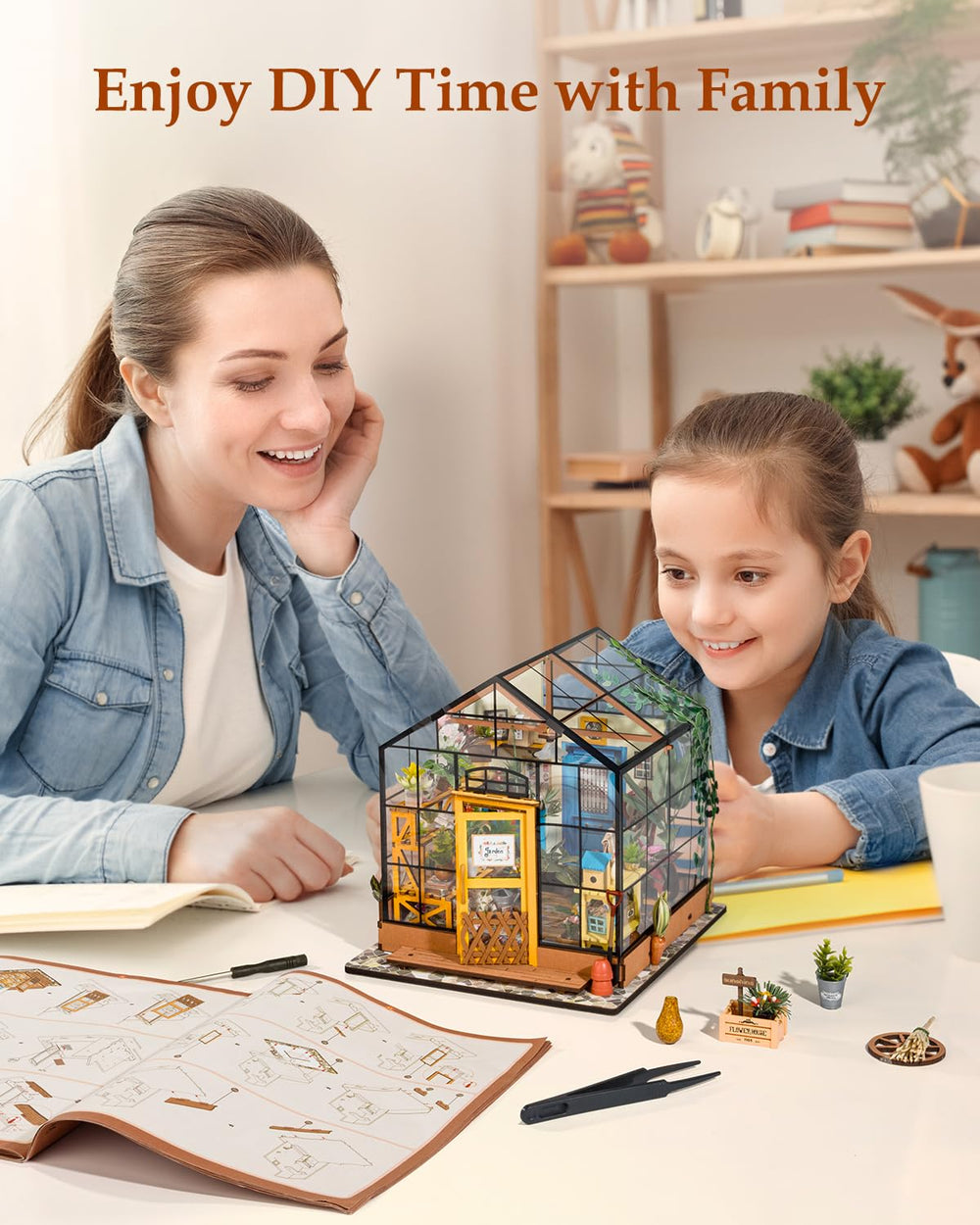 Rowood family crafting bond activity, shared building experience for all ages