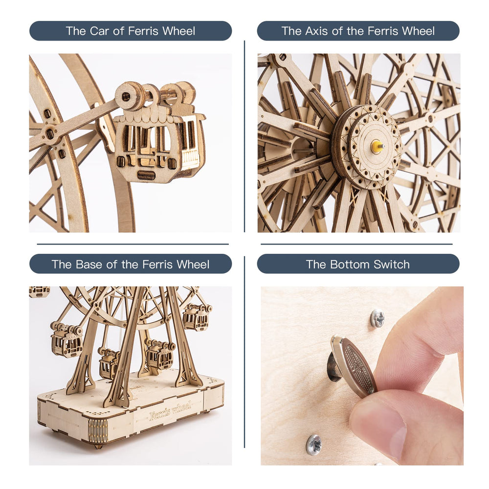 Rowood Ferris Wheel wood grain detail shows high-quality material