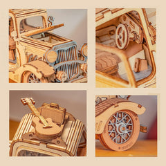 Rowood finished wooden car model serves as a striking home décor piece.