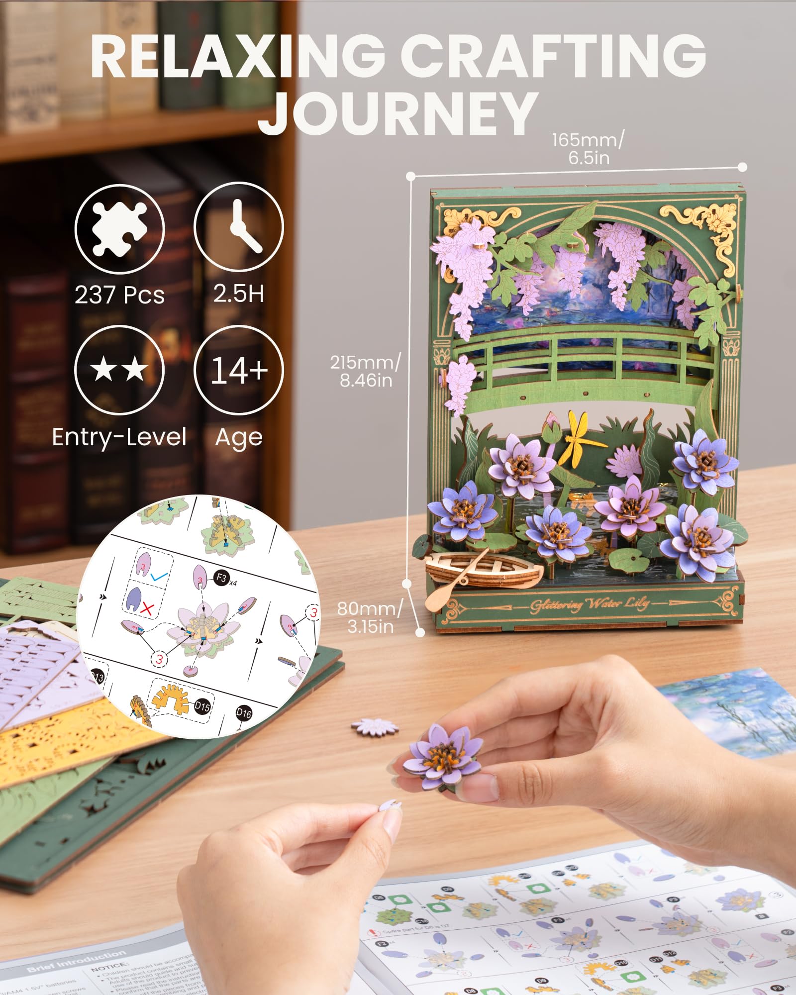 rowood Monet-inspired wall art kit showcases layered lily blossoms for a refined display