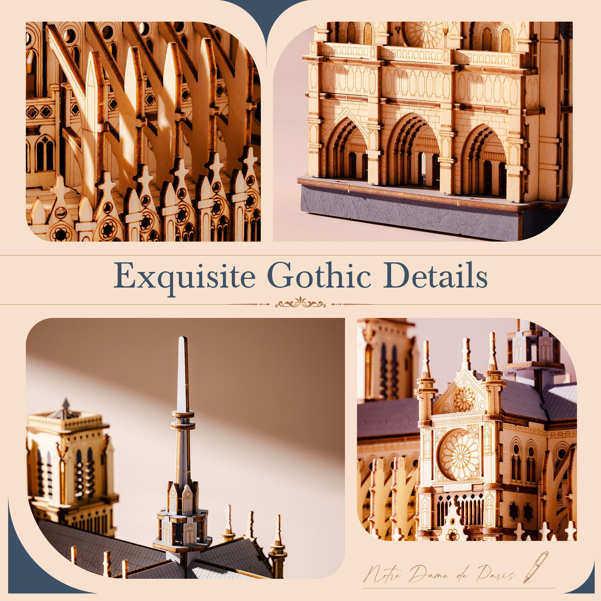 Rowood Notre-Dame Cathedral 3D puzzle display ready after completion