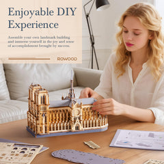Rowood Notre-Dame Cathedral 3D puzzle interlocking system enables easy assembly
