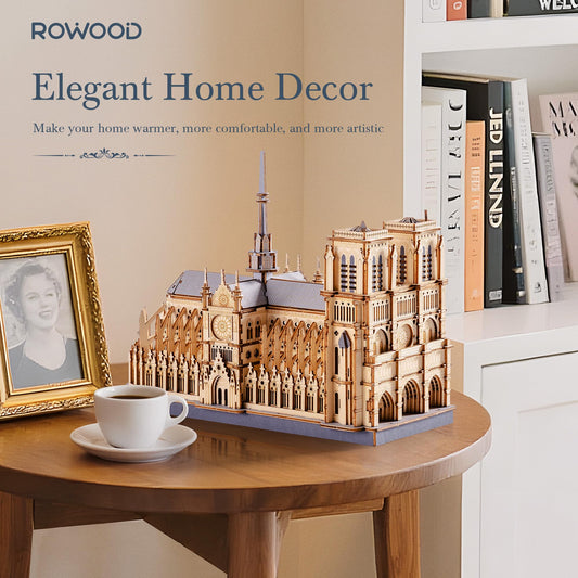 Rowood Notre-Dame Cathedral 3D puzzle side view highlights intricate architecture and detail
