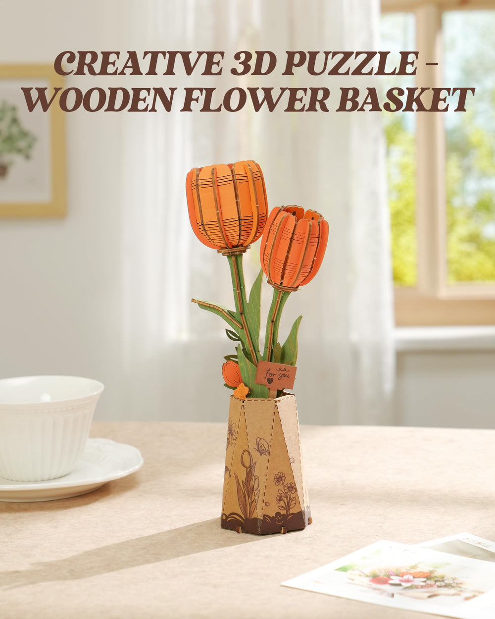 Rowood Orange Tulip wooden flower palette demonstrates versatile color coordination.