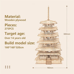 Rowood pagoda hollow pattern design highlights authentic look