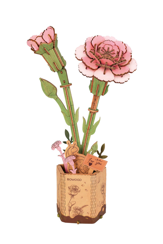Rowood Pink Carnation 3D Flower Kit ready for creative assembly and gifting