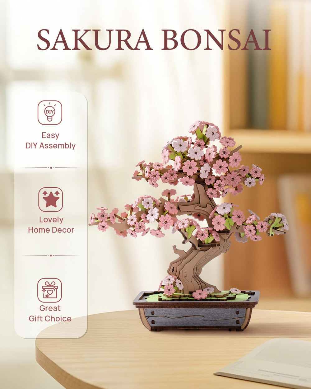 Rowood Sakura Bonsai petals detail highlights delicate blossoms in the model.