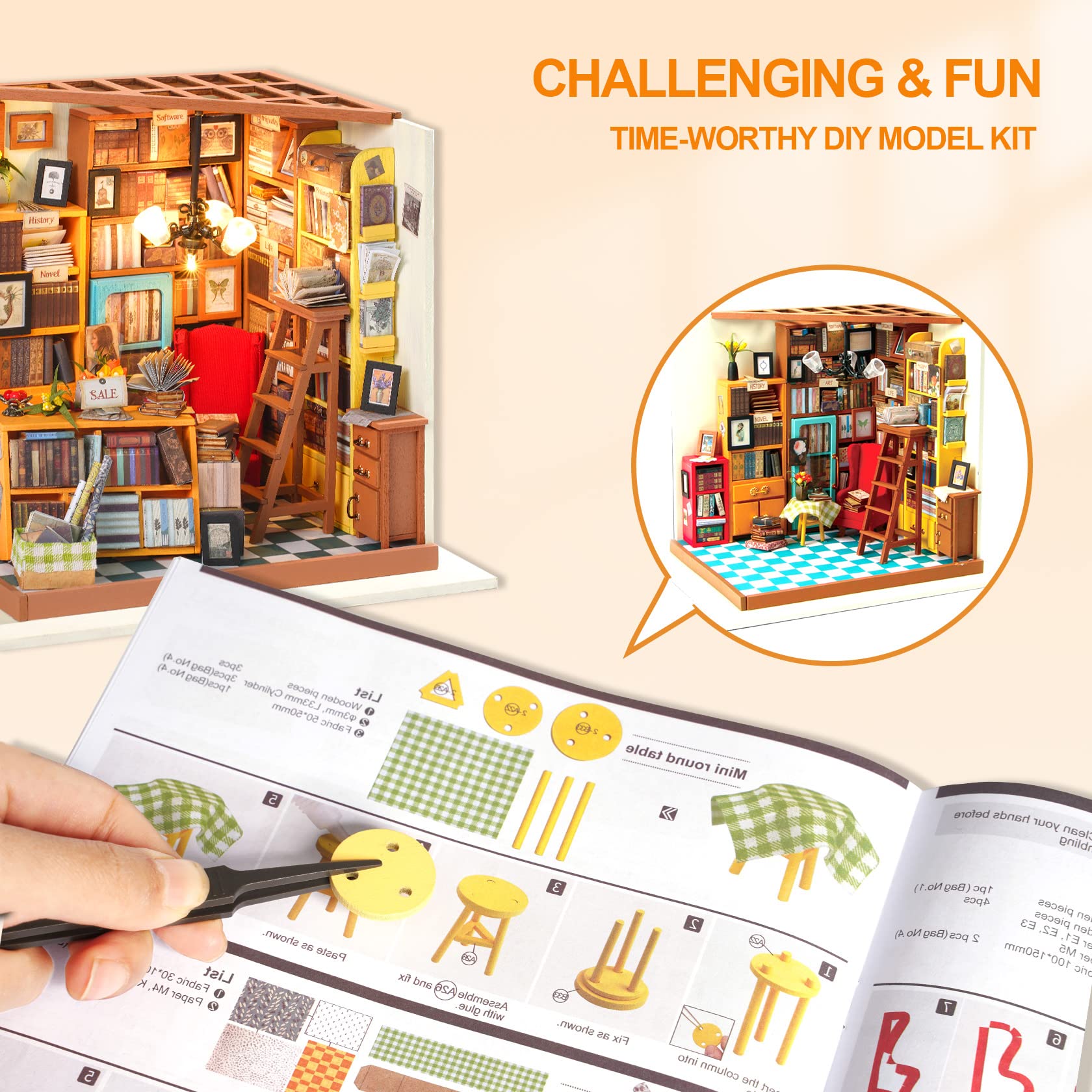 Rowood Sams Study dollhouse artwork display enhances room décor and conversation.
