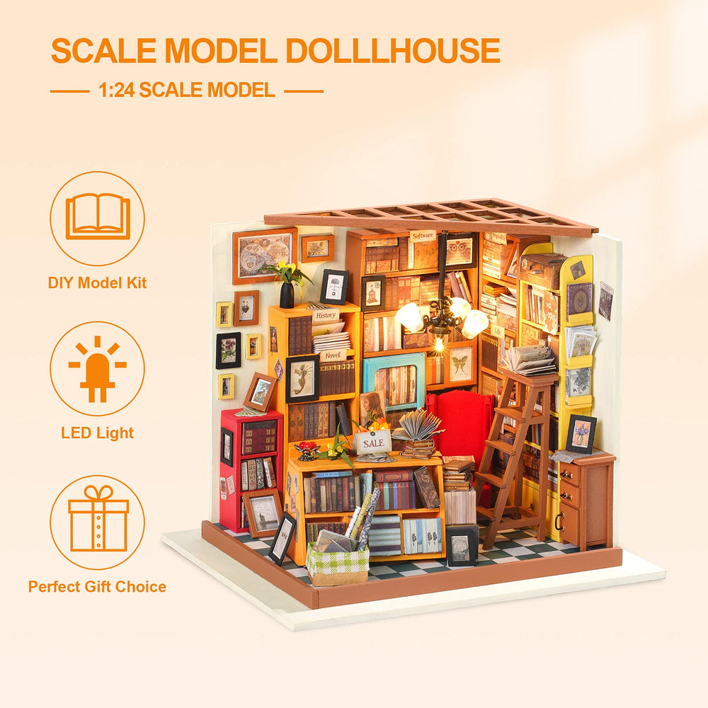 Rowood Sams Study dollhouse miniatures and tools support careful crafting at home.