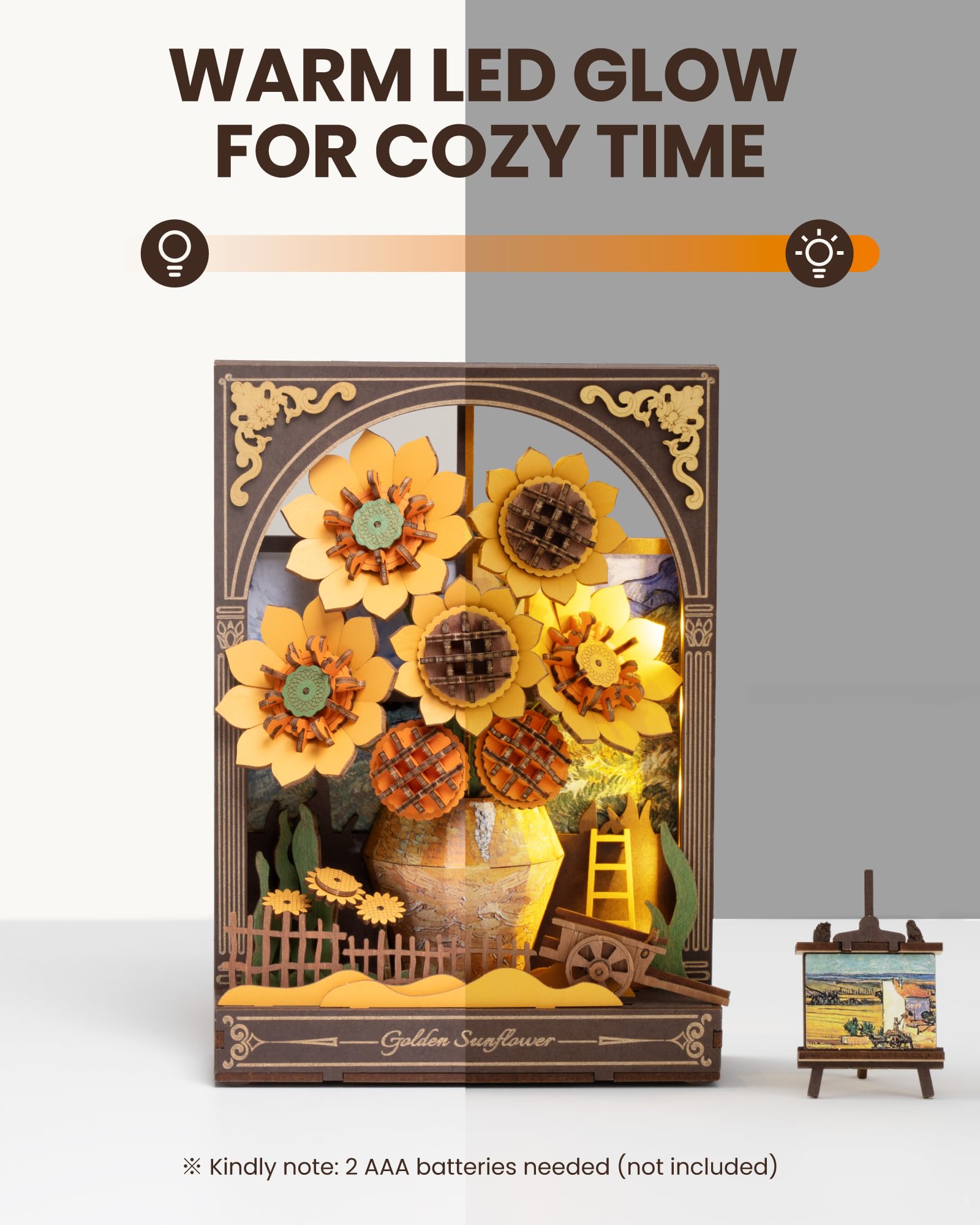 Rowood Sunflower petals layers offer tactile, engaging assembly for art lovers.