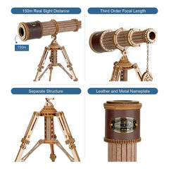 Rowood Telescope 3D Puzzle objective lens captures authentic scale for visual curiosity.