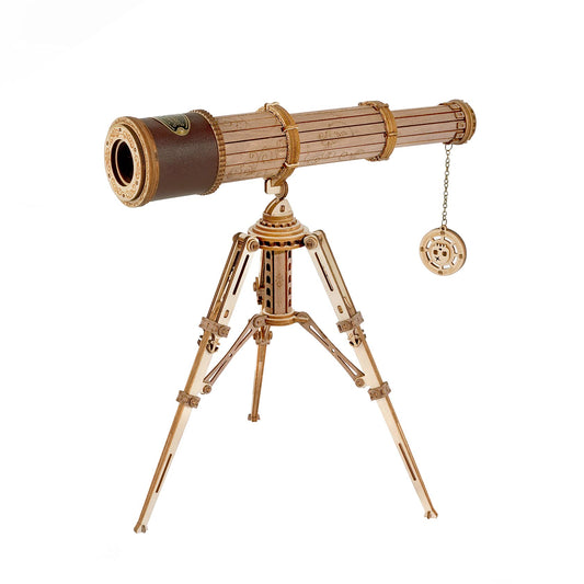 Rowood Telescope 3D Puzzle packaging demonstrates what’s inside for eager builders.