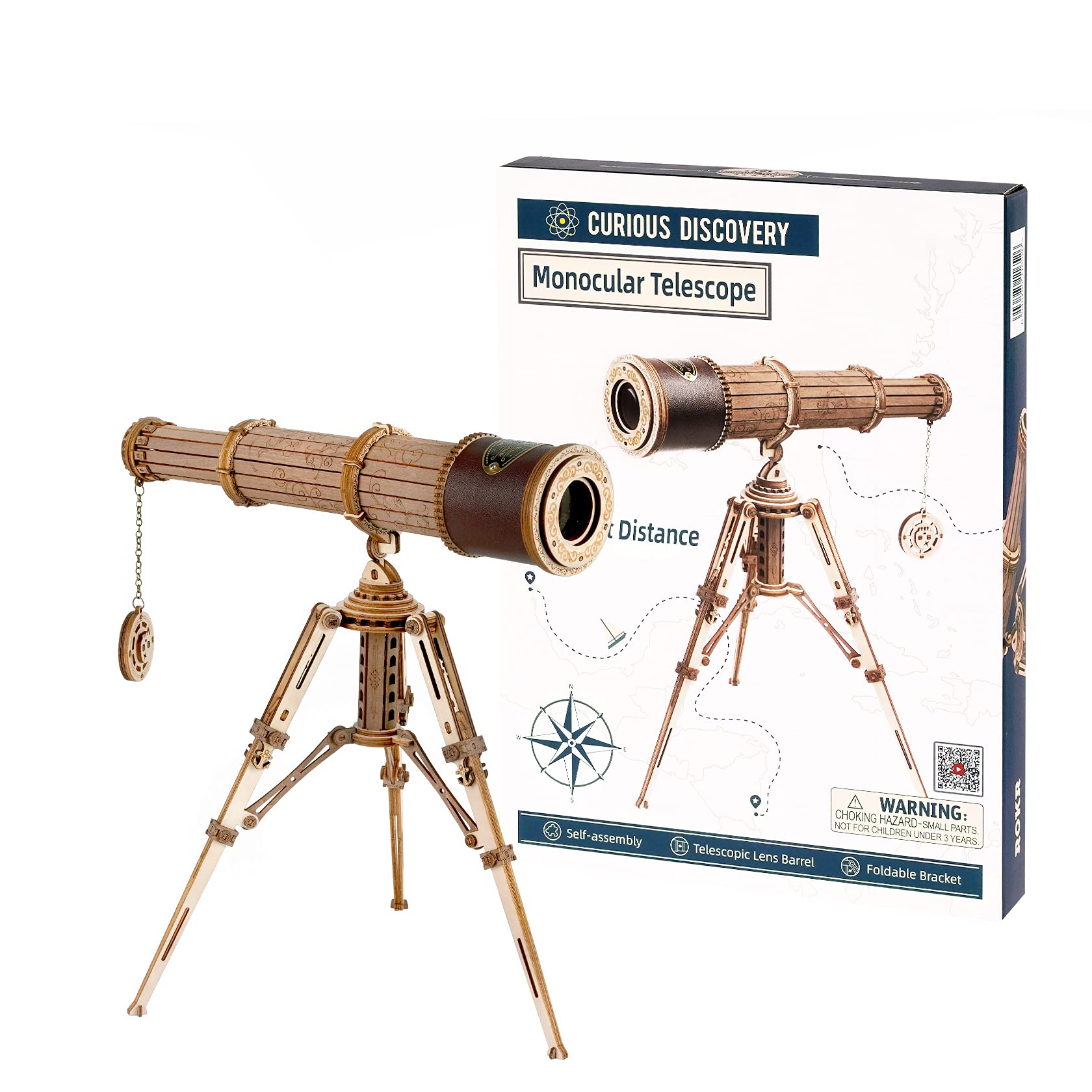 Rowood Telescope 3D Puzzle separate telescope and tripod enable versatile setups.