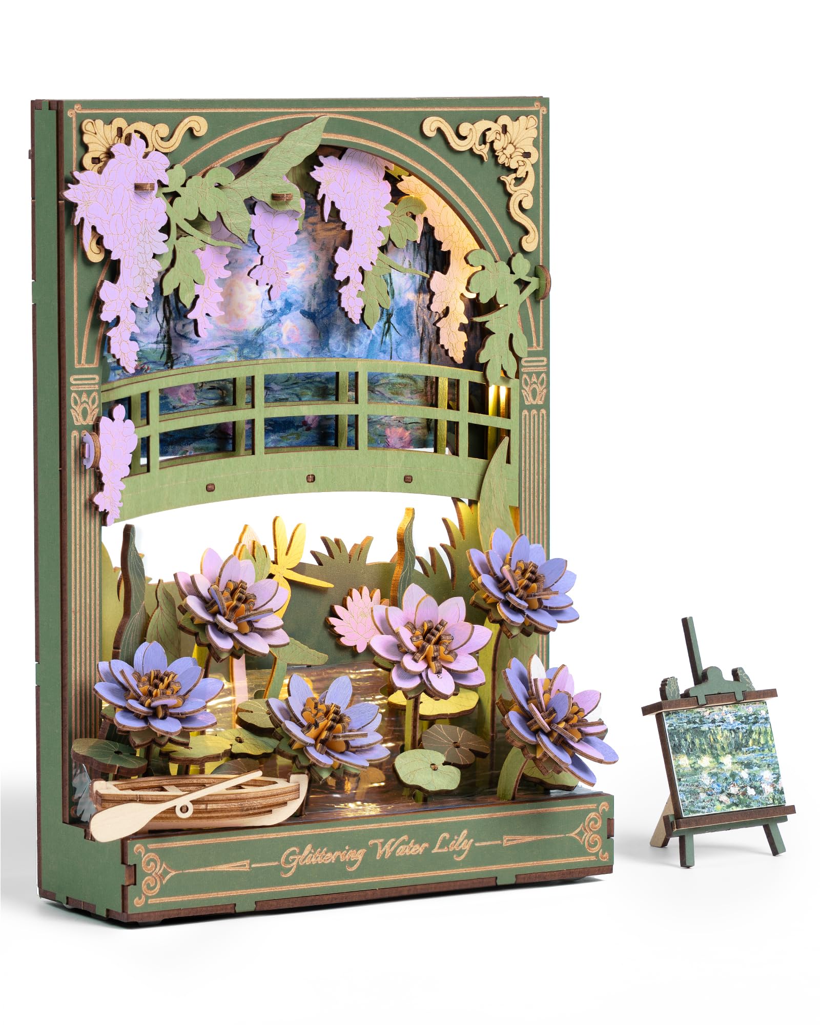 rowood Water Lily 3D puzzle with LED lights adds ambient glow to living spaces