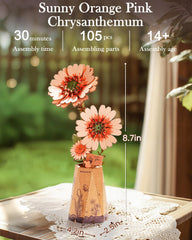 Rowood wooden flower display base for an elegant home decor centerpiece.