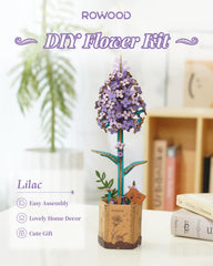 Rowood wooden flower kit close-up reveals natural textures and craftsmanship