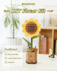 Rowood wooden sunflower close-up reveals grain and petal detail