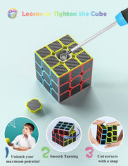 Roxenda speed cube set 4x4 on desk shows stable turns and reliability.