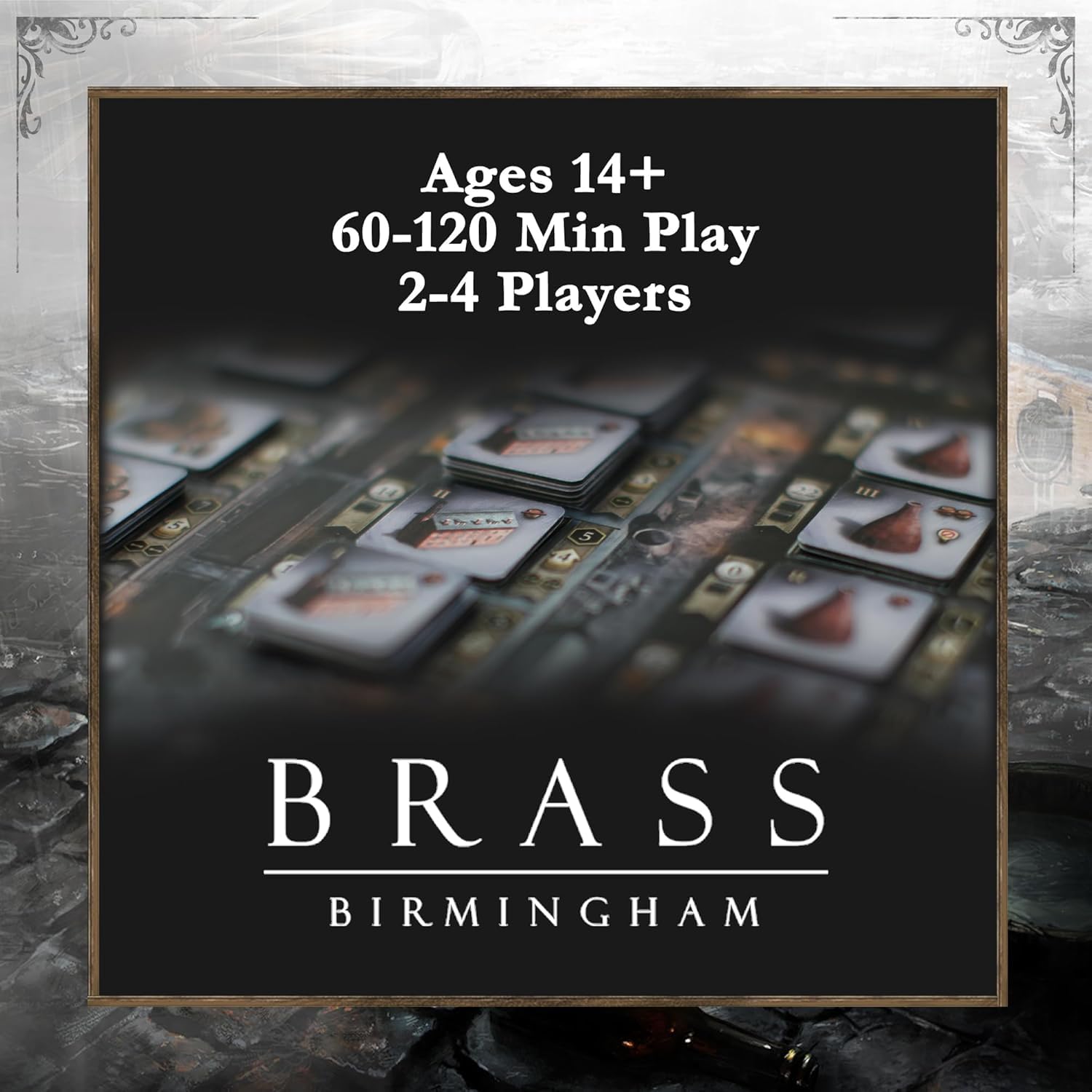 Roxley Games Brass: Birmingham industry tiles set emphasizes production choices and scoring potential.