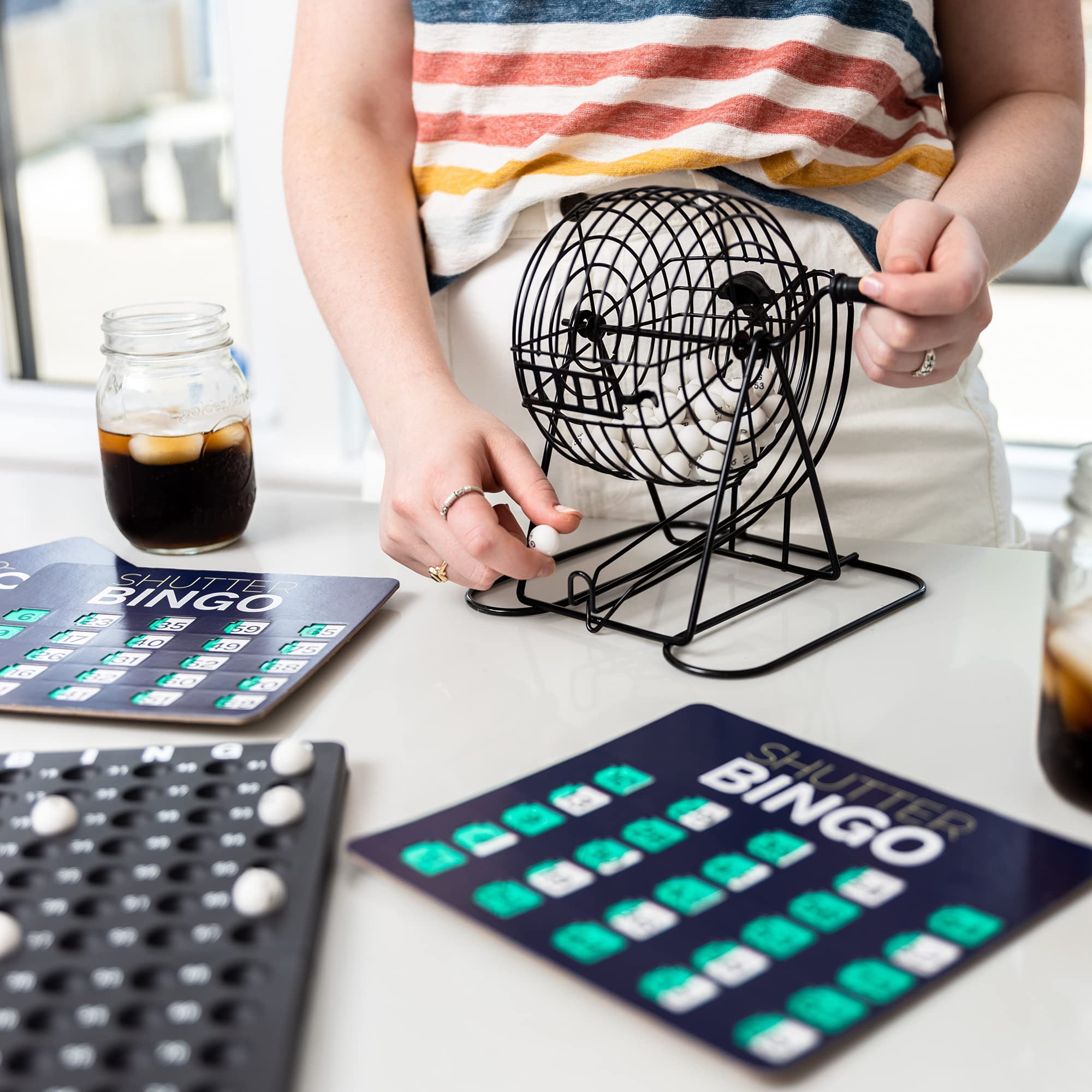 Royal Bingo Supplies spill-proof master board keeps balls secure between rounds.