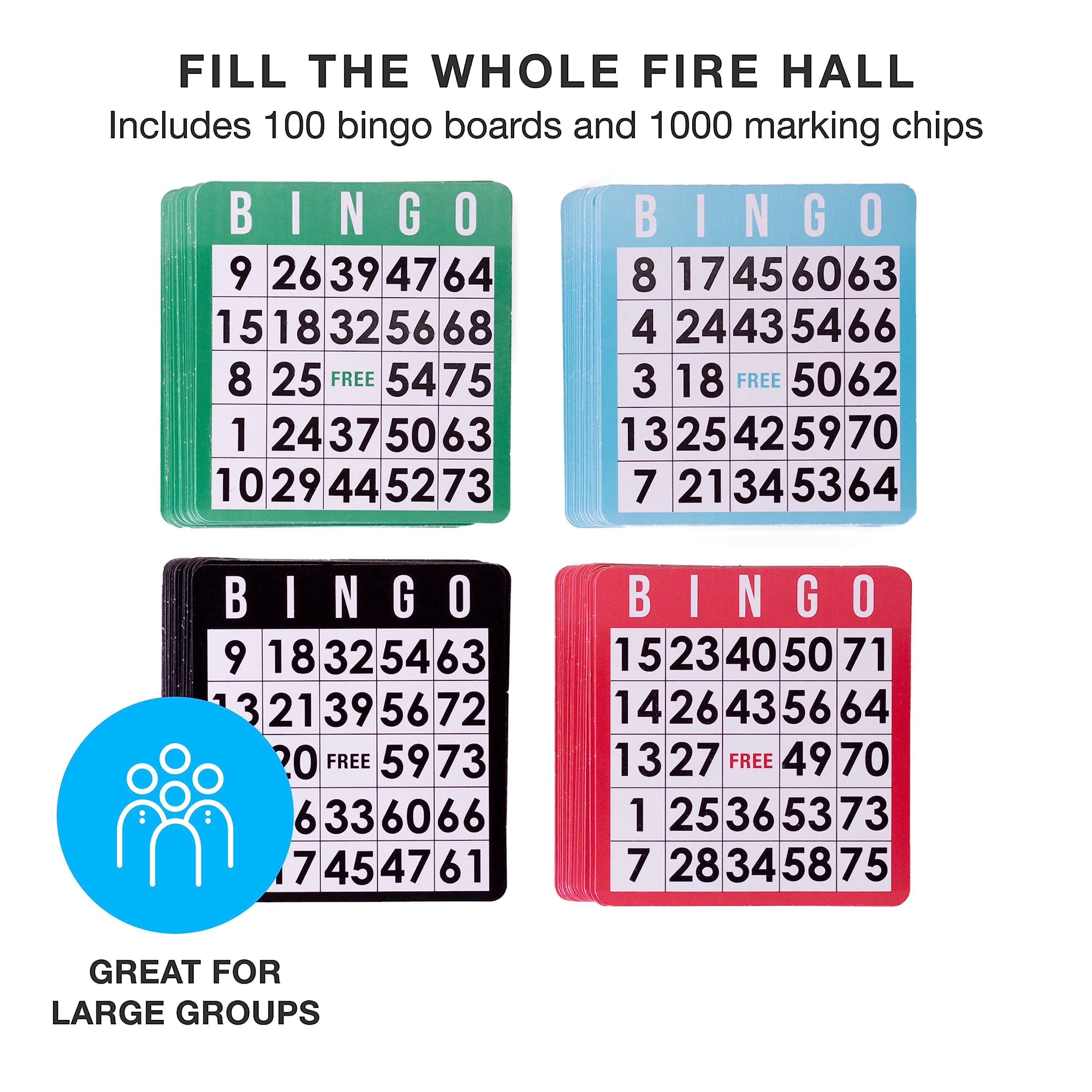 Royal Bingo Supplies 1000 multicolor chips for varied, engaging games.