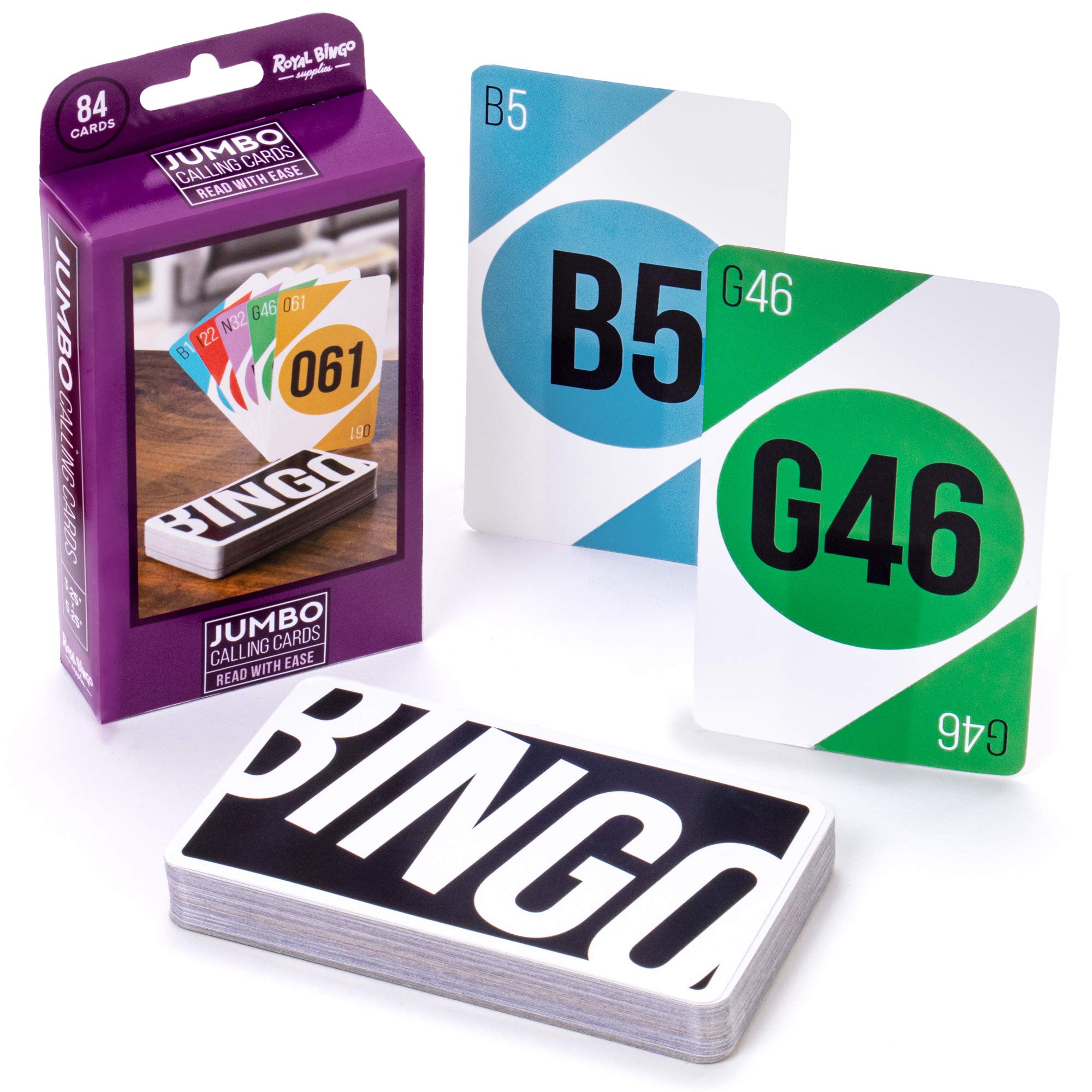 Royal Bingo Supplies jumbo calling cards pack 84 for high visibility